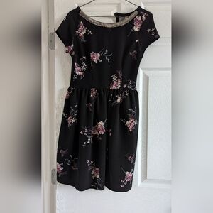 Floral Black Party Dress